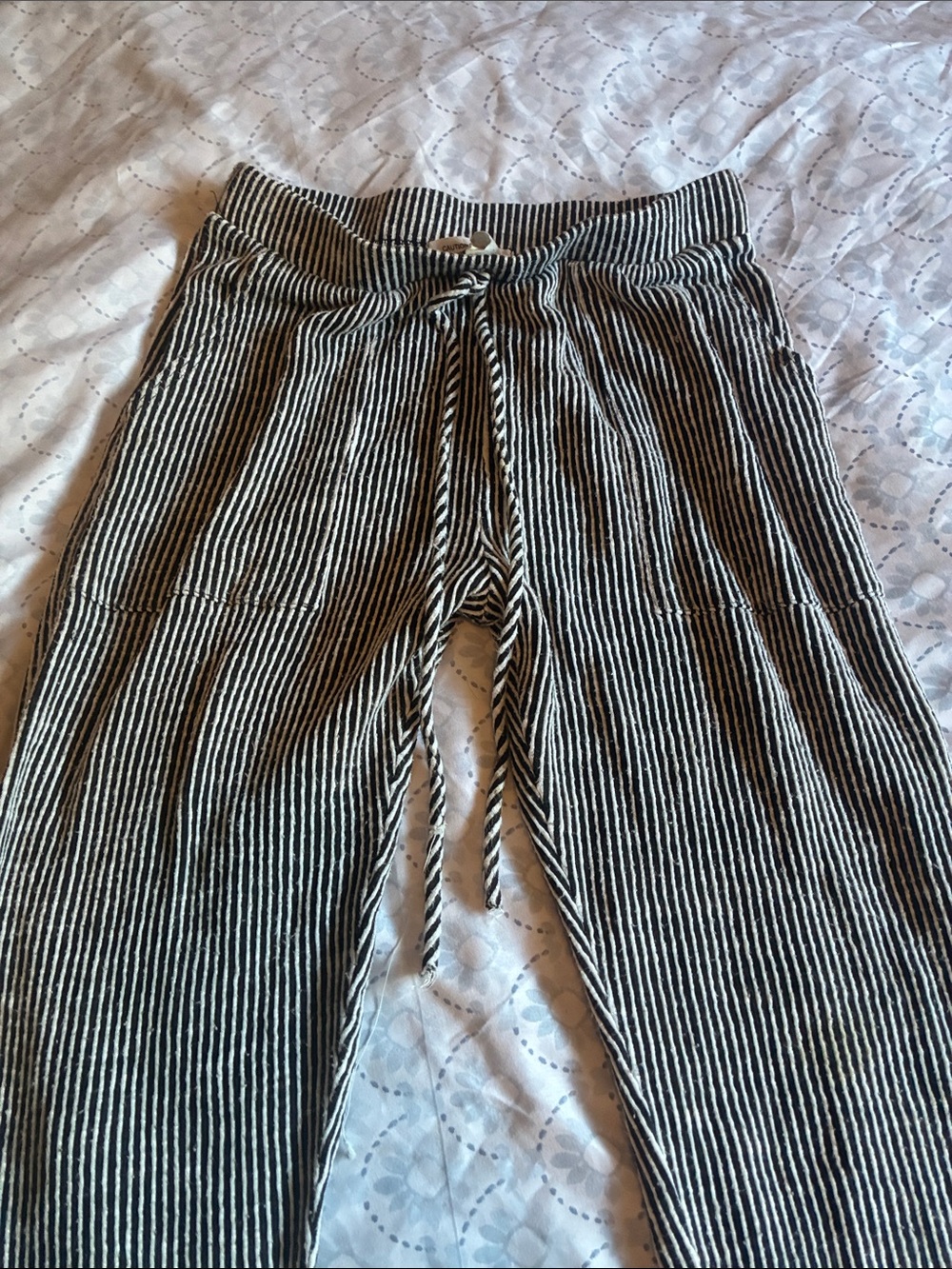 Kids Black & White Striped Pull-On Joggers